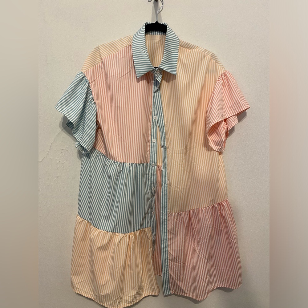 Changing tides stripped color block dress